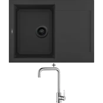 Granitový dřez Granitový dřez SET Elleci EASY 135 černá edice + Laveo BONA BAB 265D nerez