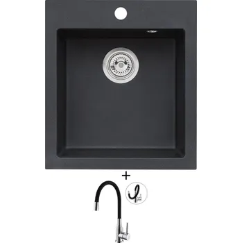 Granitový dřez Granitový dřez SET Alveus CORTINA 20 black 91 + Alveus MINTAS chrom/černá