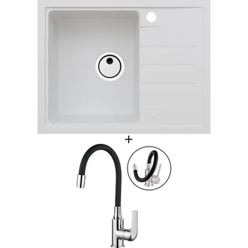 Granitový dřez Granitový dřez SET Alveus INTERMEZZO 30 white 11 + Kuchinox ELZA BKE 761 chrom/černá