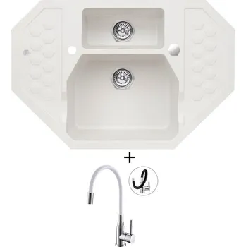 Granitový dřez Granitový dřez SET Alveus SENSUAL 60 white 11 + Alveus MINTAS chrom/bílá