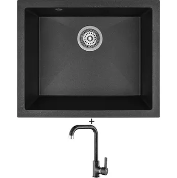 Granitový dřez Dřez pod desku SET Laveo IBIZA SBI 710U černá + Laveo LENA BKU 765D černá