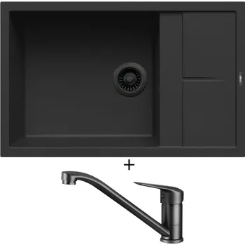 Granitový dřez Granitový dřez SET Elleci UNICO 310 černá edice + Deante NEO BORO BMO N60M černá matná