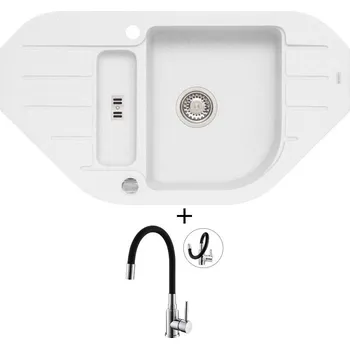 Granitový dřez Granitový dřez SET Alveus NIAGARA 60 white 11 + Alveus MINTAS chrom/černá