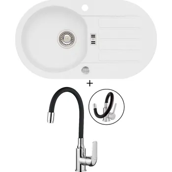 Granitový dřez Granitový dřez SET Alveus NIAGARA 40 white 11 + Kuchinox ELZA BKE 761 chrom/černá