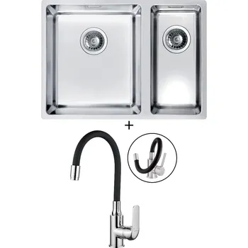 Nerezový dřez Dřez pod desku SET Alveus KOMBINO 120 U nerez + Kuchinox ELZA BKE 761 chrom/černá