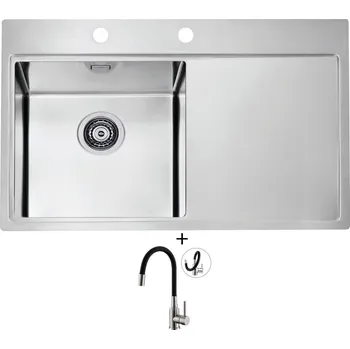 Nerezový dřez Nerezový dřez SET Alveus PURE 40 nerez odkap vpravo + Alveus MINTAS nerez/černá