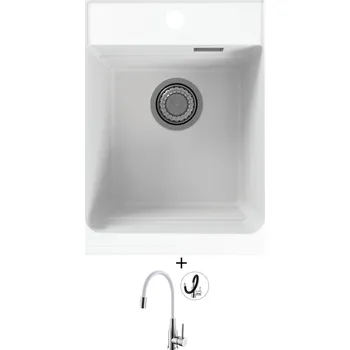 Granitový dřez Granitový dřez SET Alveus ATROX 10 white 11 + Alveus MINTAS chrom/bílá