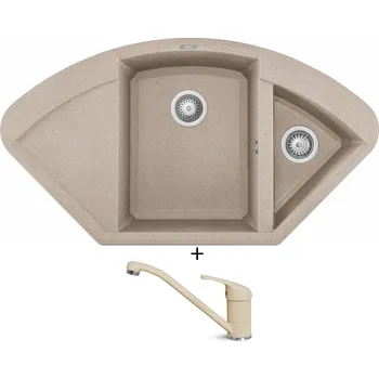 Granitový dřez Granitový dřez SET Elleci EASY CORNER G51 avena + Elleci MINERVA G51 avena