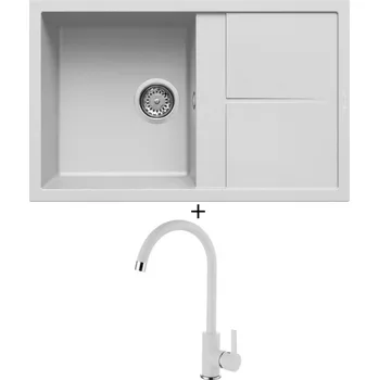 Granitový dřez Granitový dřez SET Elleci UNICO 300 G68 bianco titano + Elleci C01 CADDY G68 bianco titano