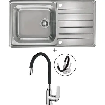 Nerezový dřez Nerezový dřez SET Alveus PRAKTIK 100 nerez + Kuchinox ELZA BKE 761 chrom/černá