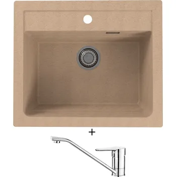 Granitový dřez Granitový dřez SET Alveus ATROX 30 beige 55 + Deante CORIO BFC 060M chrom