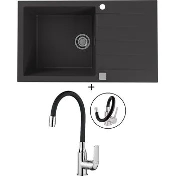 Granitový dřez Granitový dřez SET Alveus CADIT 40 black 91 + Kuchinox ELZA BKE 761 chrom/černá