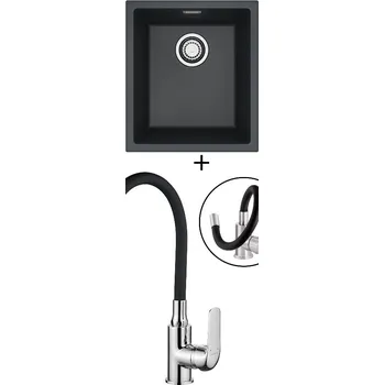 Granitový dřez Dřez pod desku SET Alveus OMNI 10 black 91 + Kuchinox ELZA BKE 761 chrom/černá