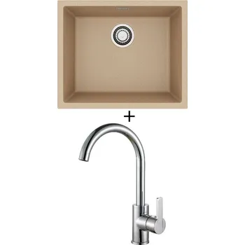 Granitový dřez Dřez pod desku SET Alveus OMNI 30 beige 55 + Alveus TONIA chrom