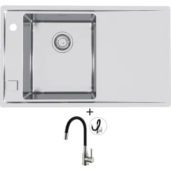 Nerezový dřez Nerezový dřez SET Alveus STRICTO 10 nerez odkap vpravo + Alveus MINTAS nerez/černá