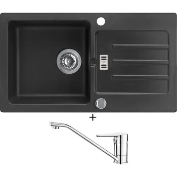 Granitový dřez Granitový dřez SET Alveus VICTORIA 30 black 91 + Deante CORIO BFC 060M chrom
