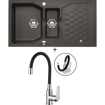 Kuchyňský dřez Granitový dřez SET Alveus SENSUAL 70 twilight 05 + Kuchinox ELZA BKE 761 chrom/černá