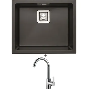 Granitový dřez Dřez pod desku SET Alveus QUADRIX 50 U twilight 05 + Alveus TONIA chrom