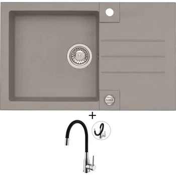 Granitový dřez SET Alveus ROCK 130 beton 81 + Alveus MINTAS chrom/černá
