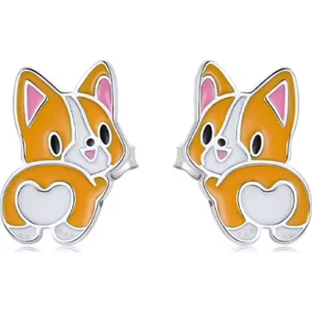 Náušnice For Silver Puzetové náušnice ve tvaru psa Corgi - Stříbro 925