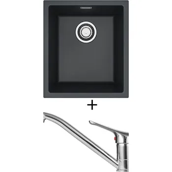 Granitový dřez Dřez pod desku SET Alveus OMNI 10 black 91 + Alveus RIVIERA X chrom