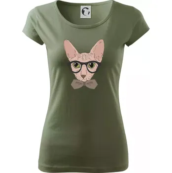 Hipster sphynx - Dámské triko Pure - S ( Khaki )