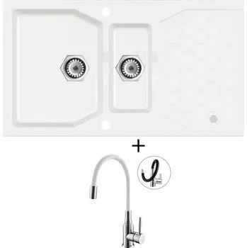 Granitový dřez Granitový dřez SET Alveus SENSUAL 70 white 11 + Alveus MINTAS chrom/bílá