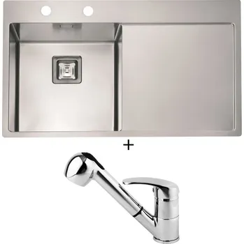 Nerezový dřez Nerezový dřez SET Alveus STYLUX 50 FS nerez odkap vpravo + Alveus OAZA chrom