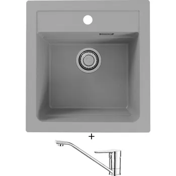 Granitový dřez Granitový dřez SET Alveus ATROX 20 beton 81 + Deante CORIO BFC 060M chrom