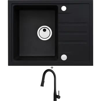 Granitový dřez Granitový dřez SET Alveus INTERMEZZO 30 černá matná + Deante LUKRECJA N72M černá matná