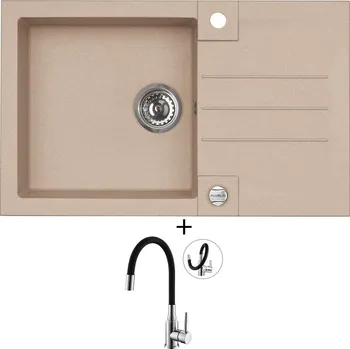 Granitový dřez Granitový dřez SET Alveus ROCK 130 beige 55 + Alveus MINTAS chrom/černá