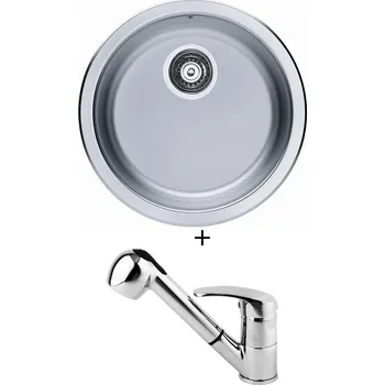 Nerezový dřez Nerezový dřez SET Alveus FORM 10 fi 90 tkaná struktura + Alveus OAZA chrom