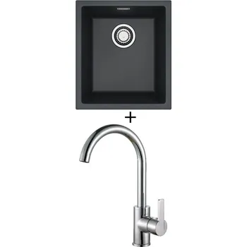 Granitový dřez Dřez pod desku SET Alveus OMNI 10 black 91 + Alveus TONIA chrom