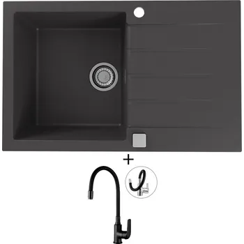 Granitový dřez Granitový dřez SET Alveus CADIT 20 black 91 + Kuchinox ELZA BKE B61D černá matná