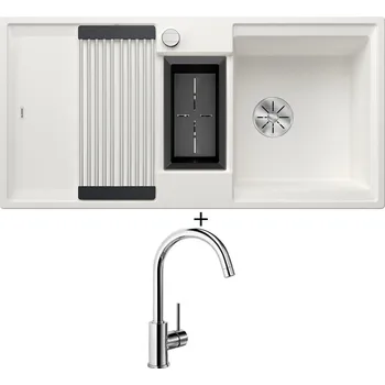 Granitový dřez Granitový dřez SET Blanco ADIRA 6 S bílá s excentrem 527605 + Blanco MIDA chrom 517742