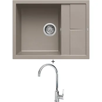 Granitový dřez Granitový dřez SET Elleci UNICO 125 G43 tortora + Elleci C01 CADDY chrom