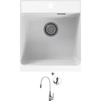 Granitový dřez Granitový dřez SET Alveus ATROX 20 white 11 + Alveus MINTAS chrom/bílá