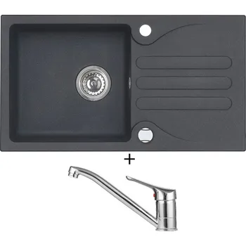 Granitový dřez Granitový dřez SET Alveus GALAPAGOS 30 black 91 + Alveus RIVIERA X chrom