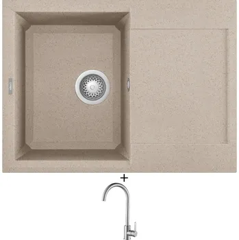 Granitový dřez Granitový dřez SET Elleci EASY 135 G51 avena + Laveo BONA BAB 268D nerez