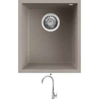 Granitový dřez Dřez pod desku SET Elleci QUADRA 100 UM G43 tortora + Elleci C01 CADDY chrom