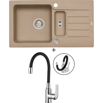 Granitový dřez Granitový dřez SET Alveus NIAGARA 70 beige 55 + Kuchinox ELZA BKE 761 chrom/černá
