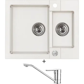 Granitový dřez Granitový dřez SET Alveus ROCK 80 white 11 + Deante CORIO BFC 060M chrom