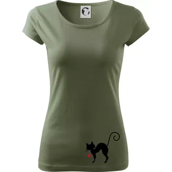 Dámské tričko Zamilovaná kočka prohnutá - Dámské triko Pure - M ( Khaki )