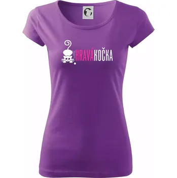 Dámské tričko Jsem hravá kočka - Dámské triko Pure - 2XL ( Fialová )
