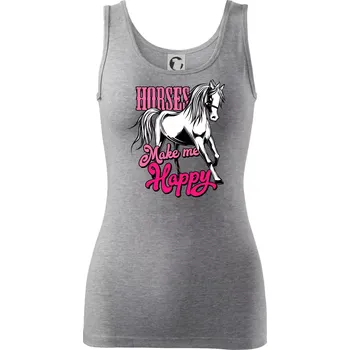 Dámské oblečení Horses Make me Happy - Dámské tílko - XS ( Tmavě šedý melír )