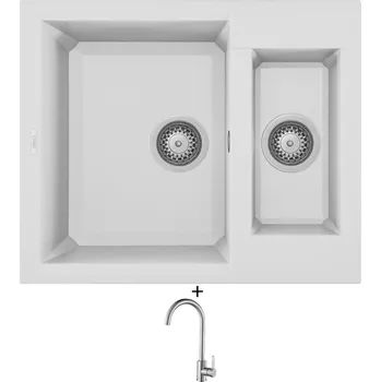 Granitový dřez Granitový dřez SET Elleci EASY 150 G68 bianco titano + Laveo BONA BAB 268D nerez