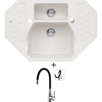 Granitový dřez Granitový dřez SET Alveus SENSUAL 60 white 11 + Alveus MINTAS chrom/černá