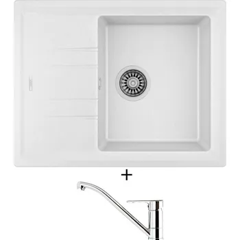 Granitový dřez SET Teka STONE 45 S-TG 1B 1D bílá + Teka ML CR chrom