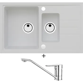 Granitový dřez Granitový dřez SET Alveus INTERMEZZO 70 white 11 + Deante CORIO BFC 060M chrom