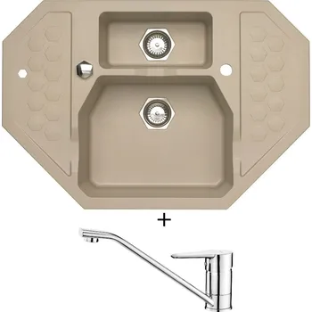 Granitový dřez Granitový dřez SET Alveus SENSUAL 60 pebble 02 + Deante CORIO BFC 060M chrom
